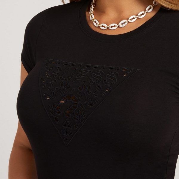 Maglietta con ricamo nera Guess - immagine 4