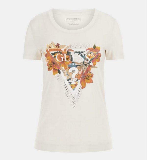 Maglietta logo panna Guess - immagine 4