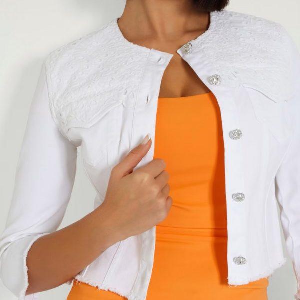 Giacca denim bianco con pizzo Guess - immagine 2
