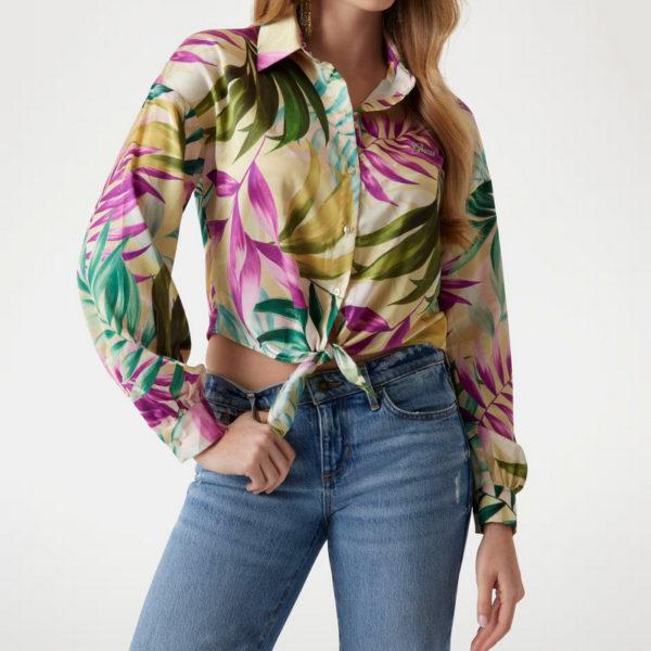 Camicia cropped in raso Guess