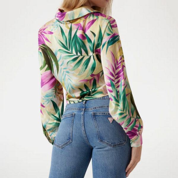 Camicia cropped in raso Guess - immagine 3
