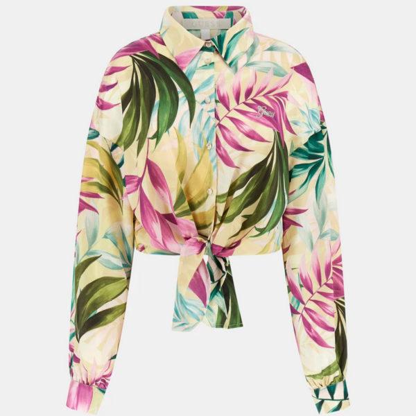 Camicia cropped in raso Guess - immagine 4