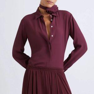 Shop 5 29 Ottobre 2025 Camicia in crepe misto seta bordeaux Marella
