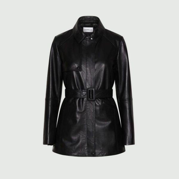 Giacca in pelle nera Marella - immagine 4