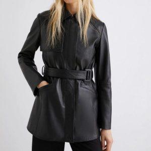 Giacca in pelle nera Marella