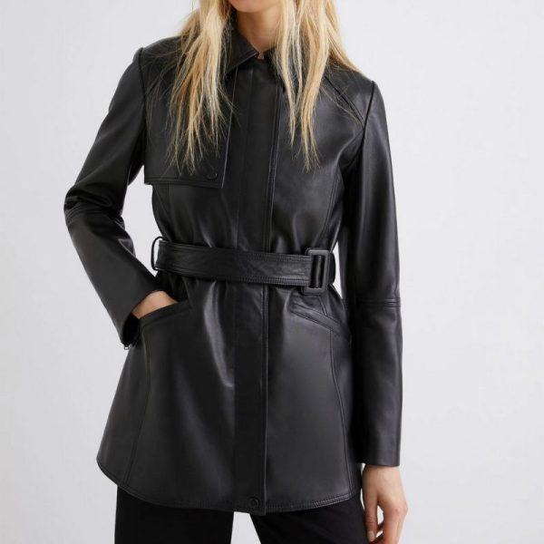 Giacca in pelle nera Marella