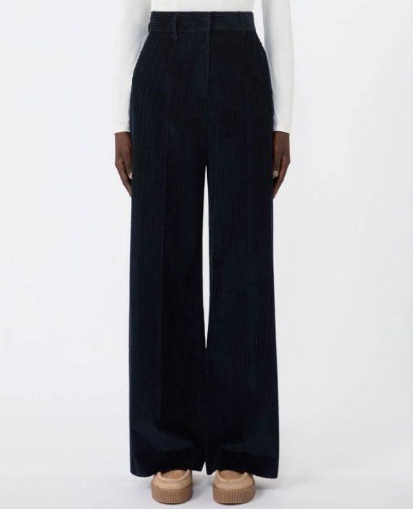 Pantaloni in velluto a coste blu Weekend Max Mara - immagine 2