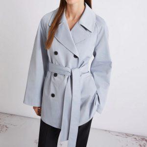 Trench azzurro in cotone tecnico Marella