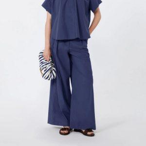 Shop 6 27 Marzo 2026 Pantalone ampio blu in popeline di cotone Weekend Max Mara