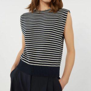 Gilet a righe blu in cotone Weekend Max Mara