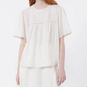 Top ecru in tela di lino e jersey stretch Weekend Max Mara