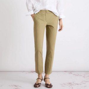 Pantalone in popeline stretch kaki Marella