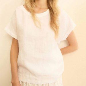 Blusa in lino lavato bianco Emme