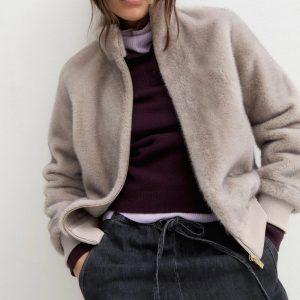 Bomber in tessuto furry grigio Emme