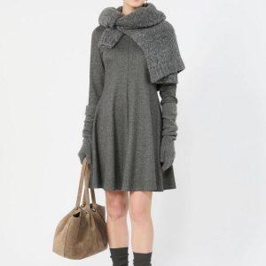 Abito svasato in jersey jacquard grigio Weekend Max Mara